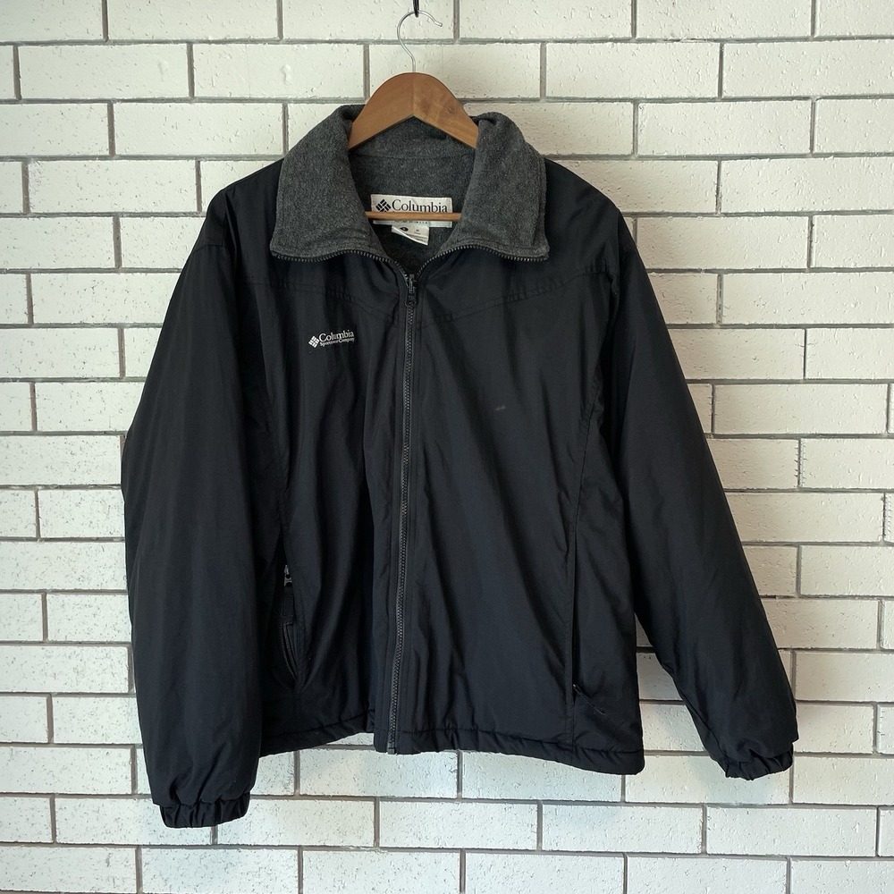 Vintage Columbia Jacket F98 SM 7016 Mens Black Full Zip Fleece Collar Jacket S